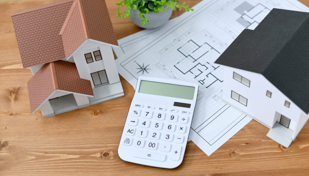 Architectural models of houses, house plans, calculators