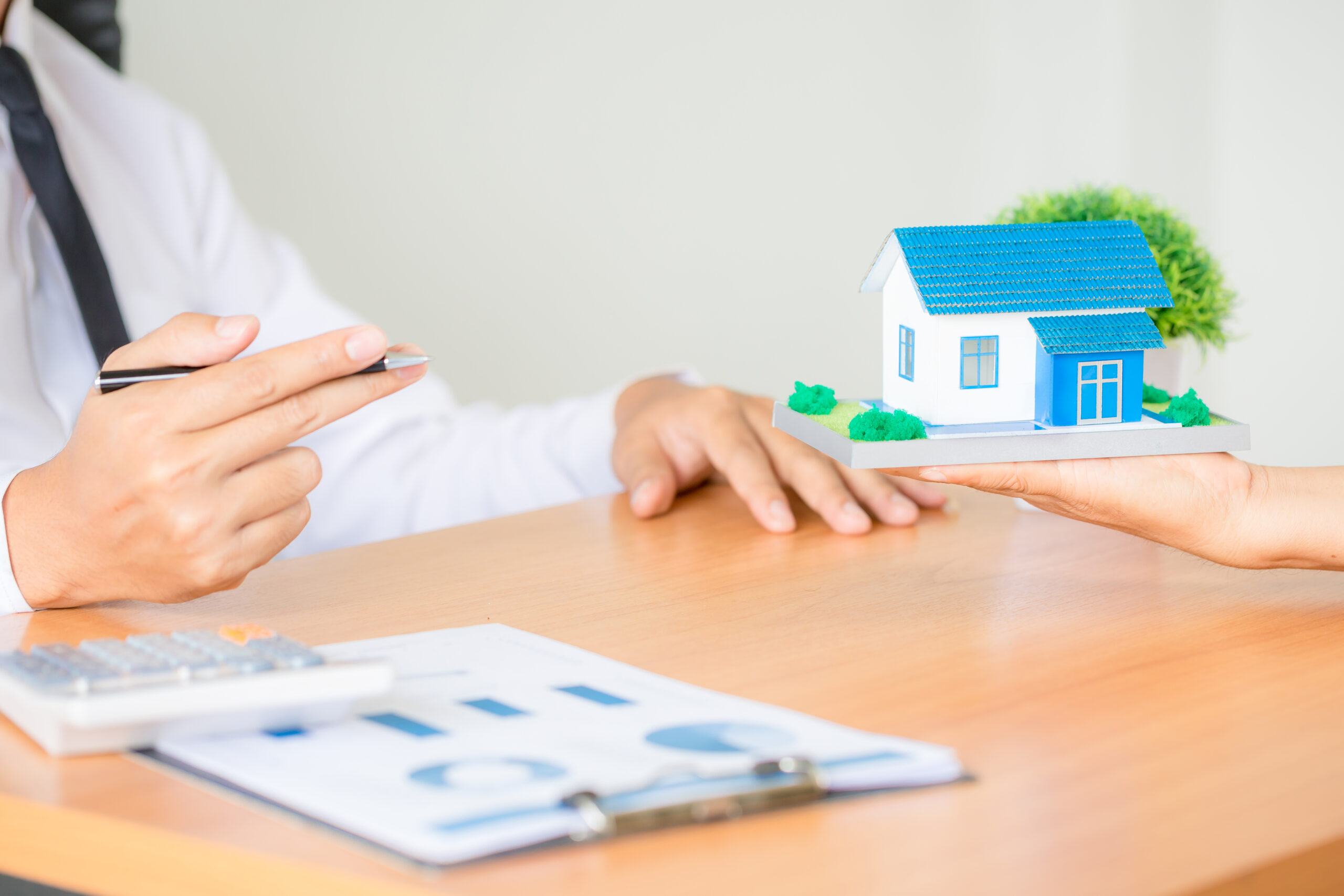 Real estate broker agent presenting and consult to customer to d